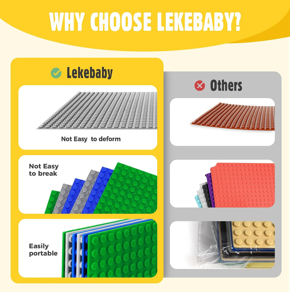 Lekebaby 6 Pack Classic Baseplates 10" x 10" - Grey / 12 Pack - image 3