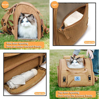 Pet Backpack Carrier for Small Dogs Medium Cats, Puppies - Brown +Two-Shoulder / 16.5"L x 10.0"W x 15.5"H - image 4