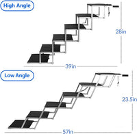 Niubya Dog Ramps for Cars, Portable Folding Dog Stairs for Cars, SUV, Trucks, Lightweight Pet Ramp for Large Dogs with Non-Slip Surface, Reinforced Pet Steps Supports Up to 200 lb, 6 Steps