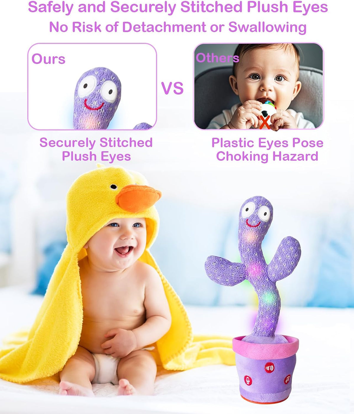 Rechargeable Dancing Talking Cactus Toy - Purple - image 4