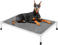 Veehoo Chew Proof Elevated Dog Bed, Cooling Raised Pet Cot - Black Silver / 49.0"L x 33.0"W x 9.0"Th