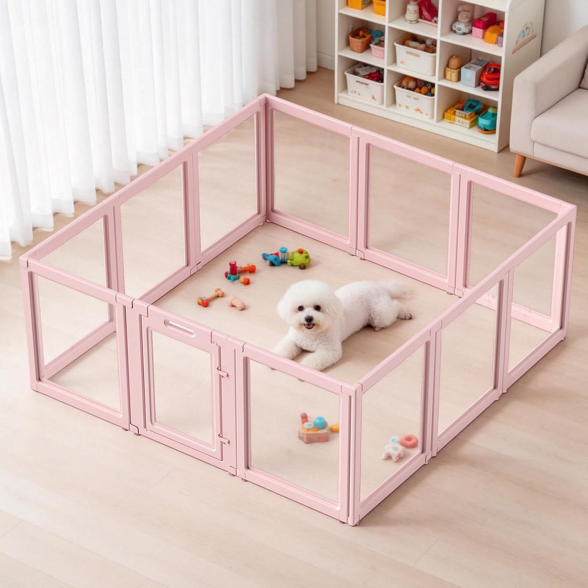 DIY Clear Acrylic Dog Playpen House - Skin Pink / 12PCS / 23.6"H