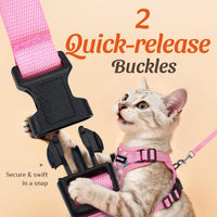 Cat Harness and Leash Set, Adjustable and Escape Proof - Pink Coneflower / M - image 4