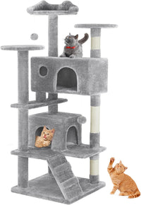 Sweetcrispy 54-inch Cat Tree Tower with Scratching Posts - Light Grey / 54*20*20IN