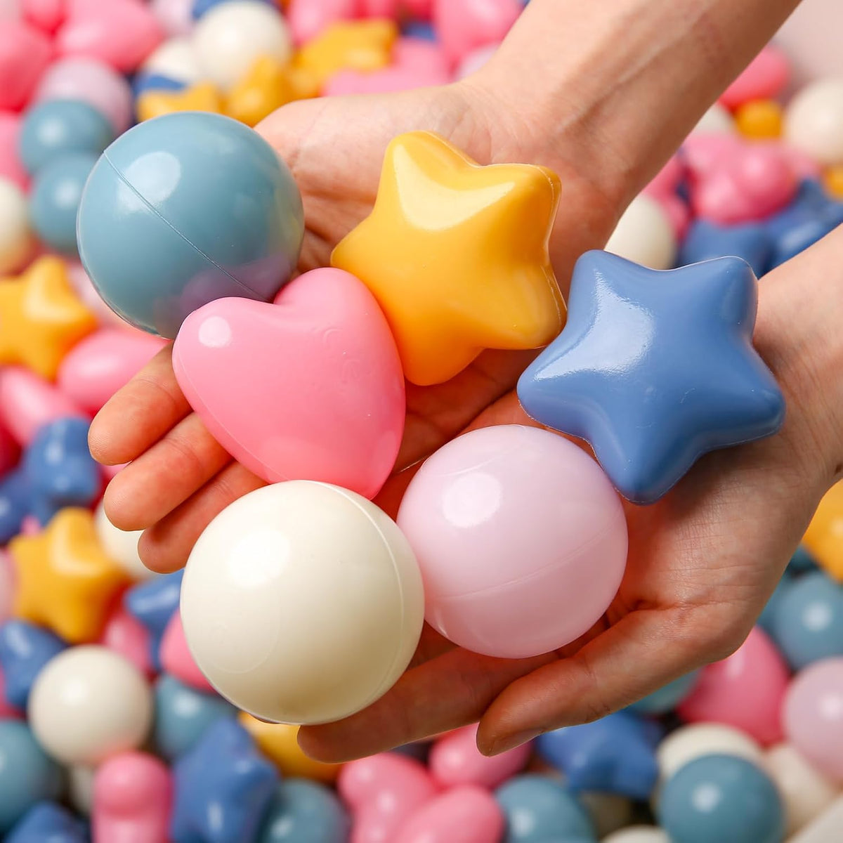 TRENDPLAY Ball Pit Balls Star and Heart Shapes for Toddlers - Yellow Blue Pink / 500 - image 2