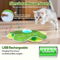 Interactive Cat Toys, Motion Activated, Moving Feather, Real Mouse Squeaky, Hide and Seek Cat Toys for Indoor Cats