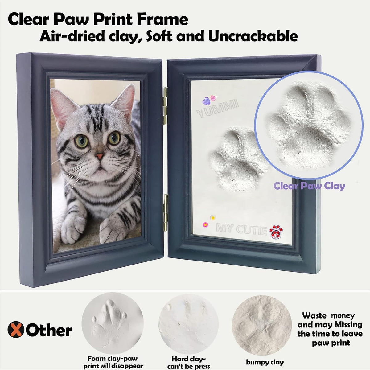 MYPAWLETS Clay Paw Print Kit for Dog Cat - Small-Medium Black - image 2
