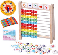 Wooden Abacus for Kids Math Manipulatives Learning Clock For 1st 2nd