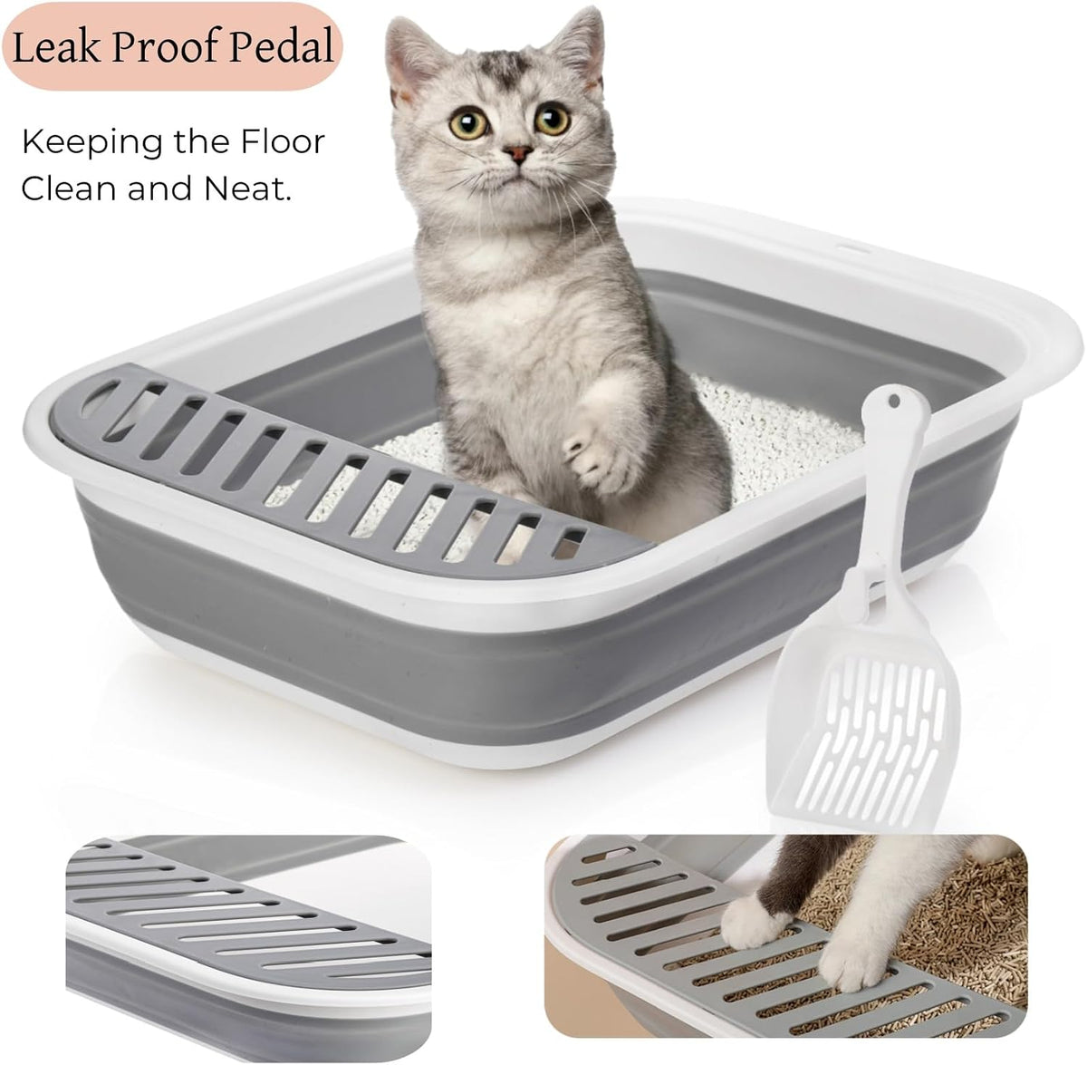 Tlence Collapsible Travel Cat Litter Box with Scoop - image 4