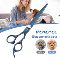 7 inch Matte Blue Straight Dog Grooming Scissors Professional 440C Stainless Steel Dog Shears Smooth Cutting Comfortable Grip and Easy to Use for Groomers and Home Use