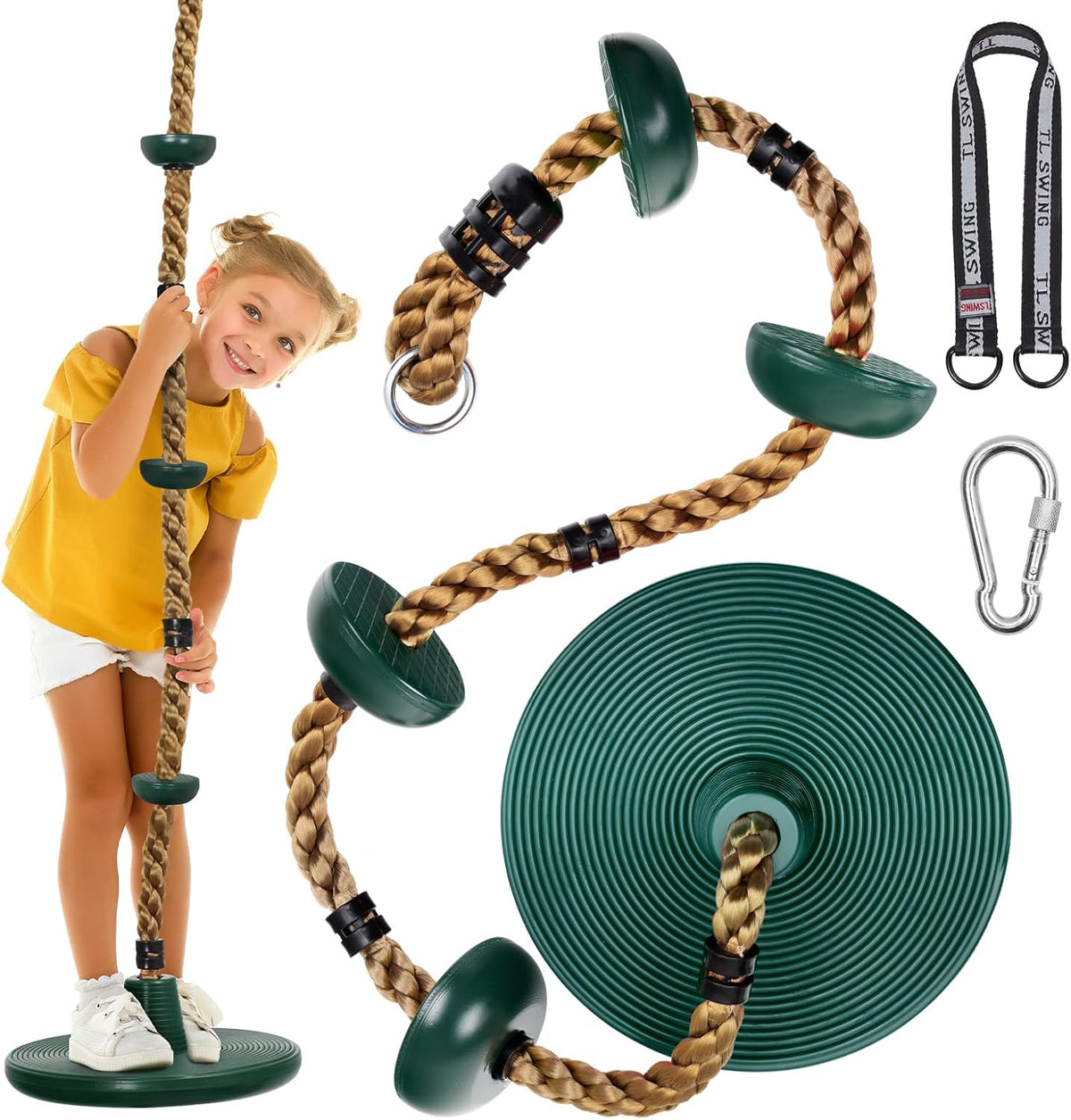 DECORLIFE Tree Swing for Kids - Green