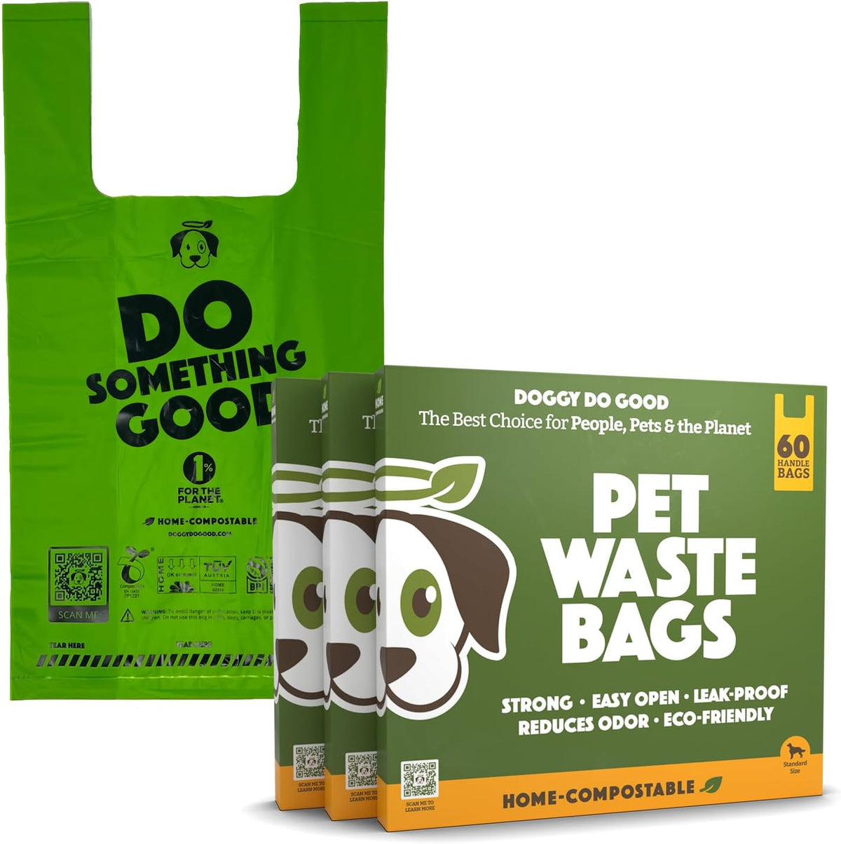 Doggy Do Good, Dog Poop Bags With Handles, Unscented - 180 Count (Pack of 1)