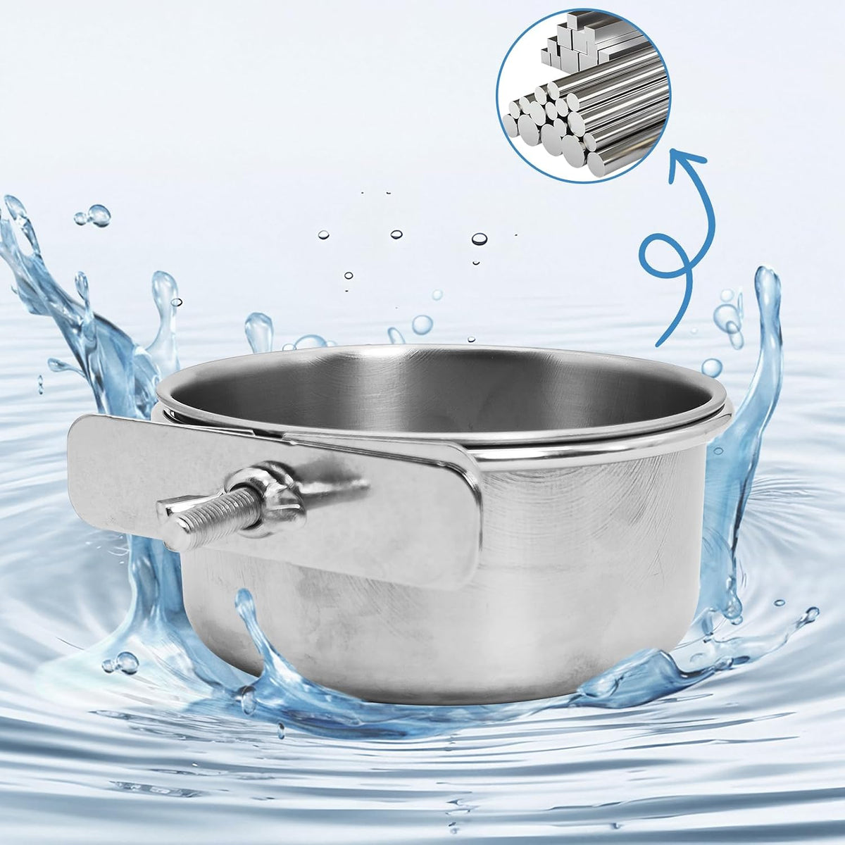 8 pack stainless steel bird feeding dish cups with clamp holders, 3.9 inch diameter - view 4