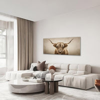 Large Highland Cow Wall Art Farmhouse Country Extra Canvas Living Room Oversize Western Cattle Wall Decor Pictures Framed Prints Animal Painting Artwork for Bedroom Dining 60"x30"