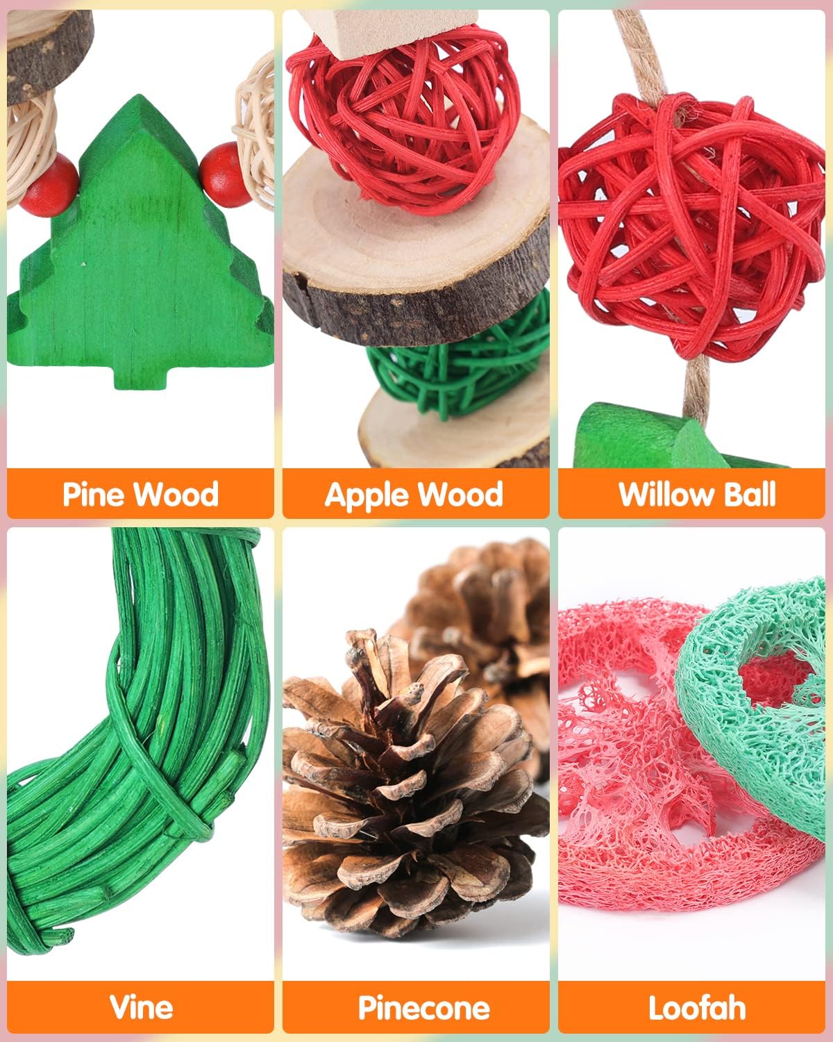 3PCS Chinchilla Toys Guinea Pig Bunny Rabbit Chew Toys Teeth Care - Christmas Outfit - image 4