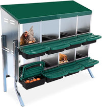 Chicken Nesting Box, 8 Hole 2 Layer Hen Nesting Box with Legs, Roll Away Eggs Laying Boxes,Cleanable Pull Out Hen Roosting Boxes