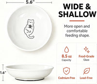 Non-Slip Cat Food Bowls, 6 Pack Whisker-Friendly Ceramic Bowls – Essentials for Cats - white-B - image 2