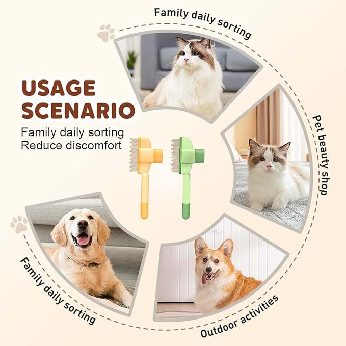 Zen Brush for Cats, Zenbrush Cat Comb, Self Cleaning Pet Comb Grooming Brush, Catdogcomb Pet Grooming for Massaging and Cleaning Shedding Hair (Mix)