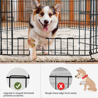 Foldable Metal Dog Exercise Pen/Pet Puppy Playpen Kennels Yard Fence - Tan / 36''H / Playpen+Top Cover - image 3