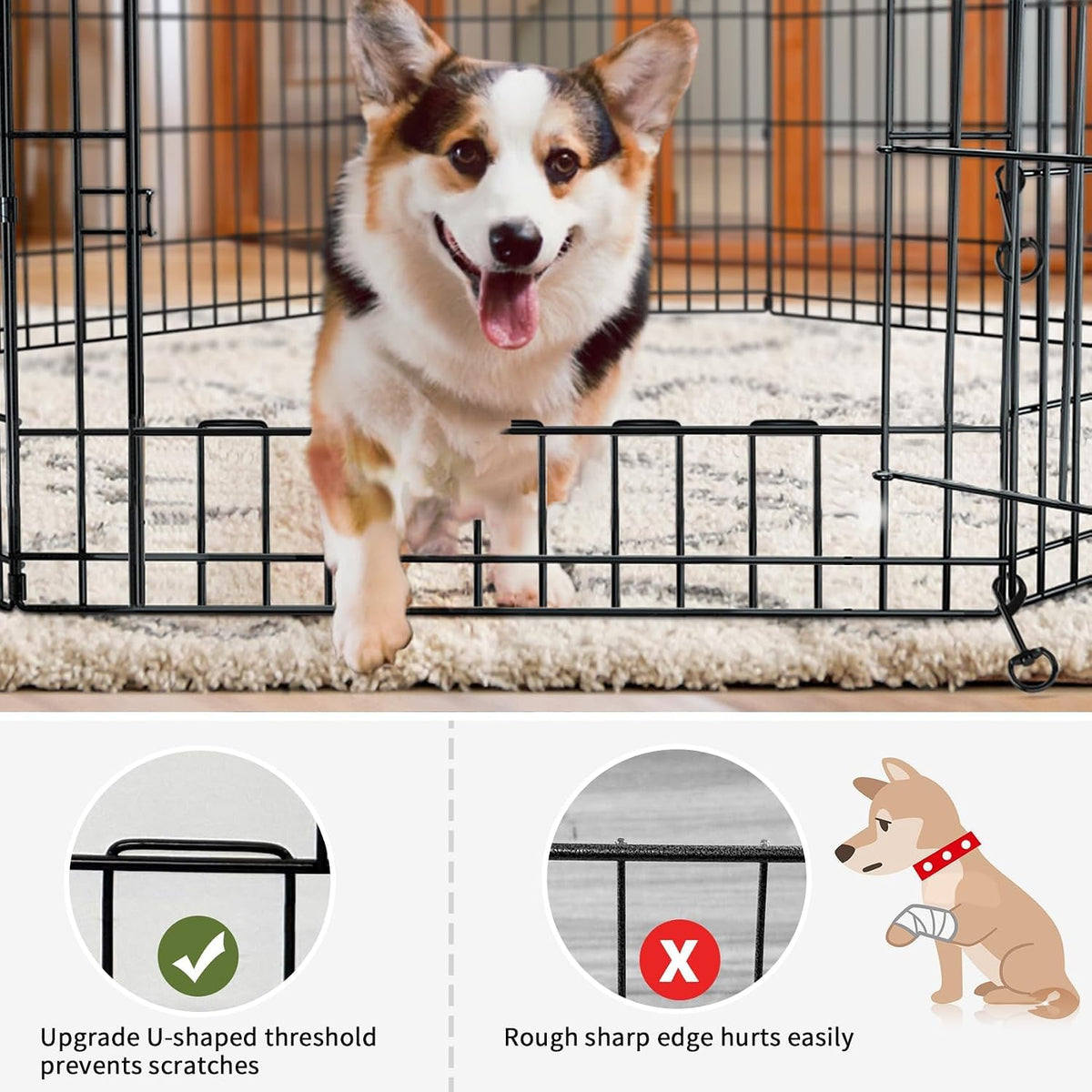 Foldable Metal Dog Exercise Pen/Pet Puppy Playpen Kennels Yard Fence - Tan / 36''H / Playpen+Top Cover - image 3