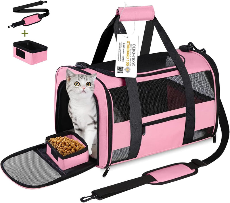 Cat Carrier Pet Dog Carrier Airline Approved for Puppy Cat Carrier - Pink