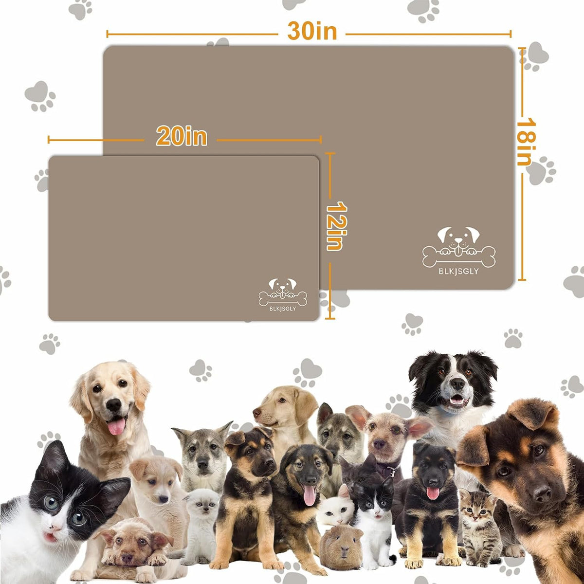 18"×30" Dog Food Mat-Absorbent Dog Mat for Food and Water - Brown-GT / 12"L x 20"W - image 4