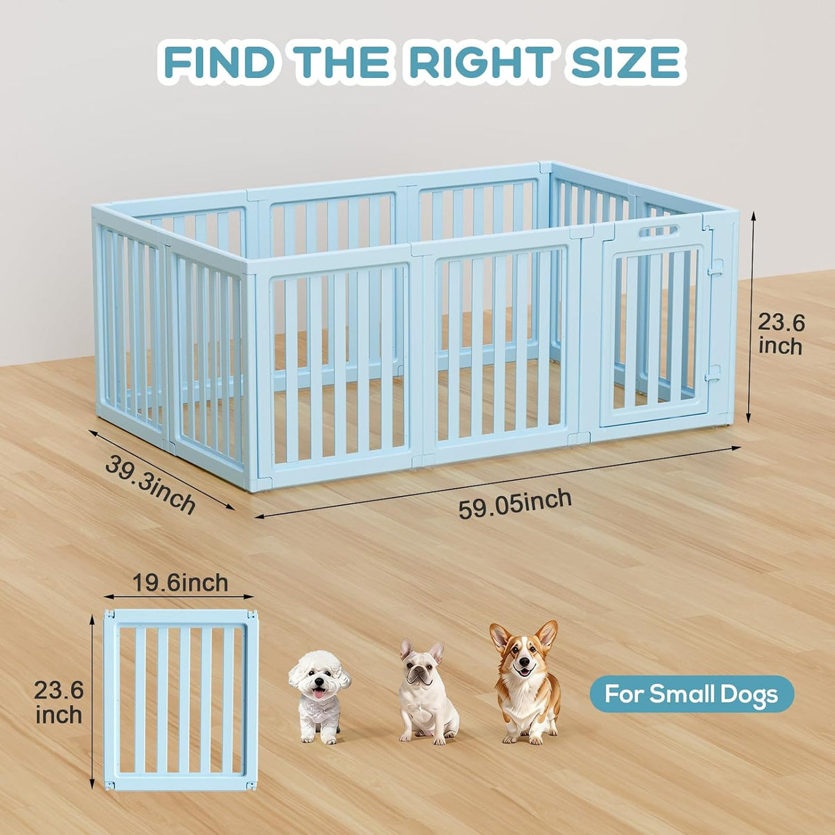 Dog Playpen Indoor, Puppy Playpen, White 23.6" H, 10 Panels - blue / 10 / 23.6 inch Height - image 3