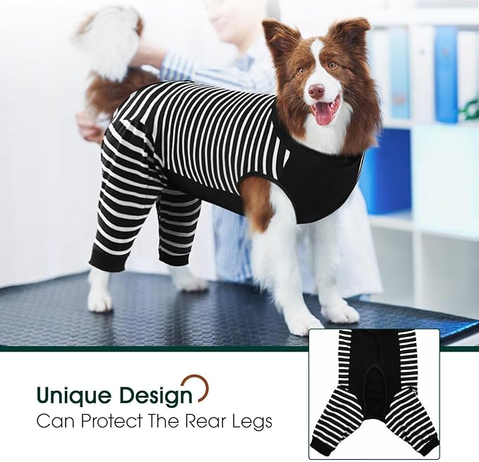 Kuoser Dog Recovery Suit for Back Legs,Soft Dog Surgery Suit with Sleeves to Stop Licking,Dogs Recovery Sleeve Elbow Protector Pet Surgical Onesie for Abdominal Wounds Dogs Cone Alternative,Black M