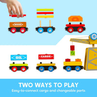 Montessori Wooden Train Toy Set for Kids - Wooden Train Cars - image 4