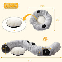 Cat Tunnel Bed for Indoor Cats - Grey / XL:37.5X37.5X10" - image 2