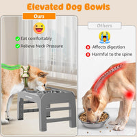 URPOWER Raised Dog Bowls 4 Height Adjustable Elevated Bowl Stand – Essentials for Dogs - Light Grey - image 3
