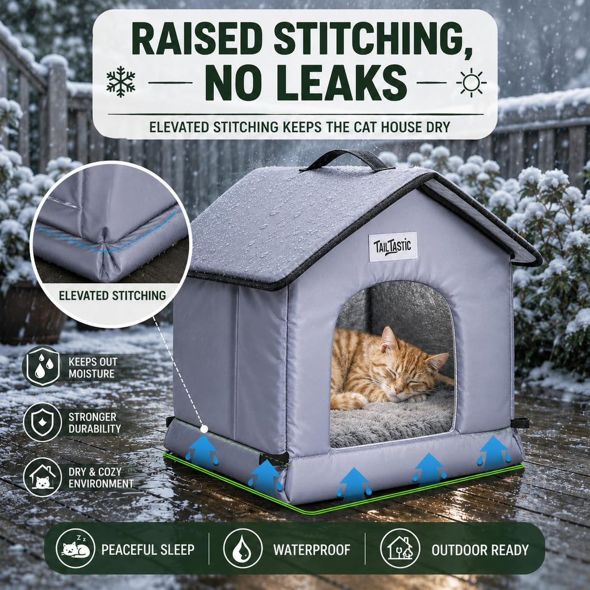 Tailtastic Weather Outdoor Cat House - GREY / S - image 3