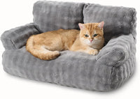Cat Couch Bed, Cute Pet Sofa for Indoor Cats, 26"x15" - Grey / 26"L x 15"W x 12.5"Th