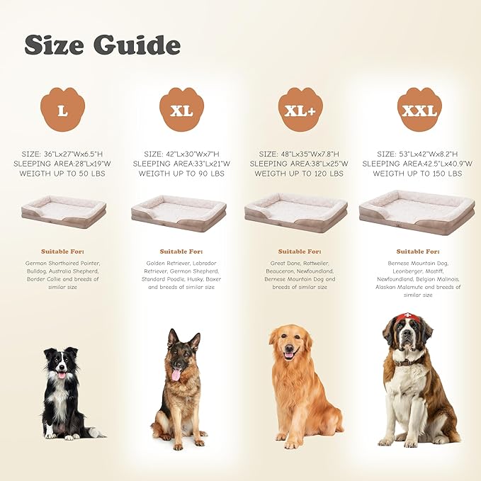 XXL Orthopedic Dog Bed - Washable Dog Sofa Beds for Giant Dogs, Supportive Foam Pet Couch Bed with Removable Washable Cover, Waterproof Lining and Nonskid Bottom