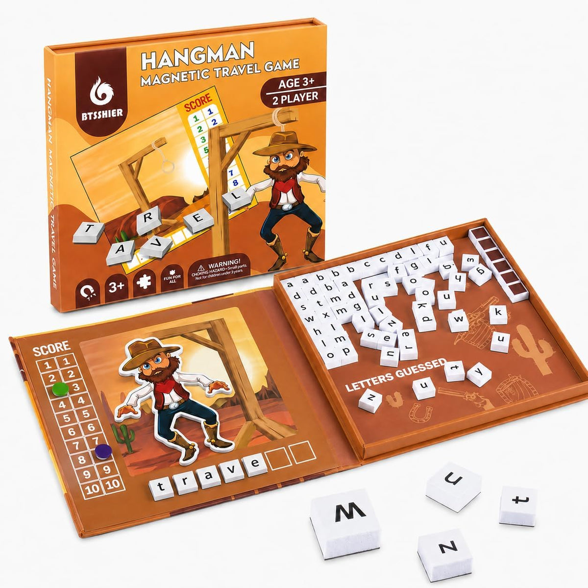 Travofun magnetic fishing game book open with ocean animal pieces and two wooden fishing rods - view 6