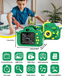 Kids Camera, Dinosaur Toddler Digital Camera for Ages 3-12 Boys Girls Childrens, Christmas Birthday - image 2