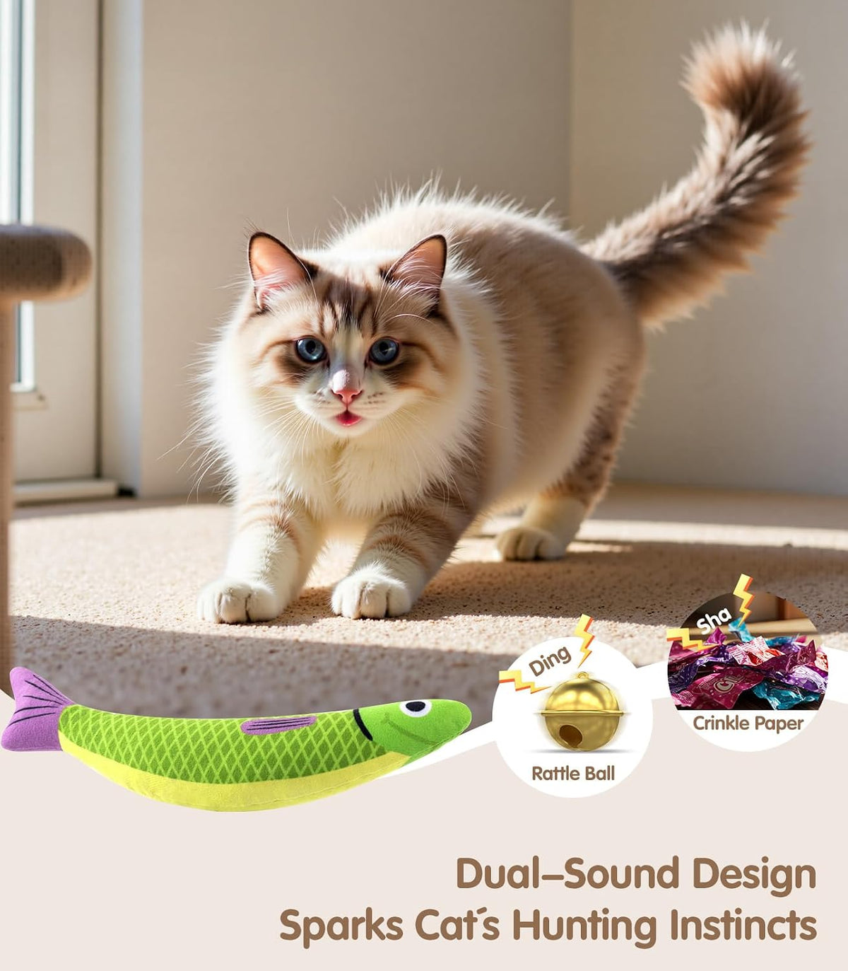 PetBusy Cat Toys with [5000 mg A+Natural Catnip & Silvervine] Kicker - Green+Pink - image 3