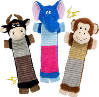 2 Pack No Stuffing Dog Squeaky Toys - Elephant&Monkey&Cattle