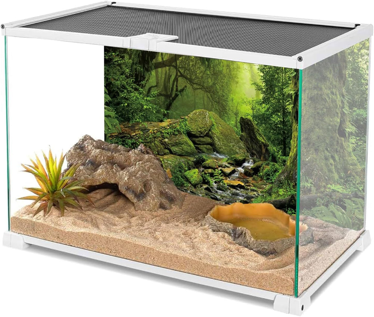 36x20 in Terrarium Backdrop Foggy Forest Stream Reptile Habitat - 72 x 18 inches - image 3