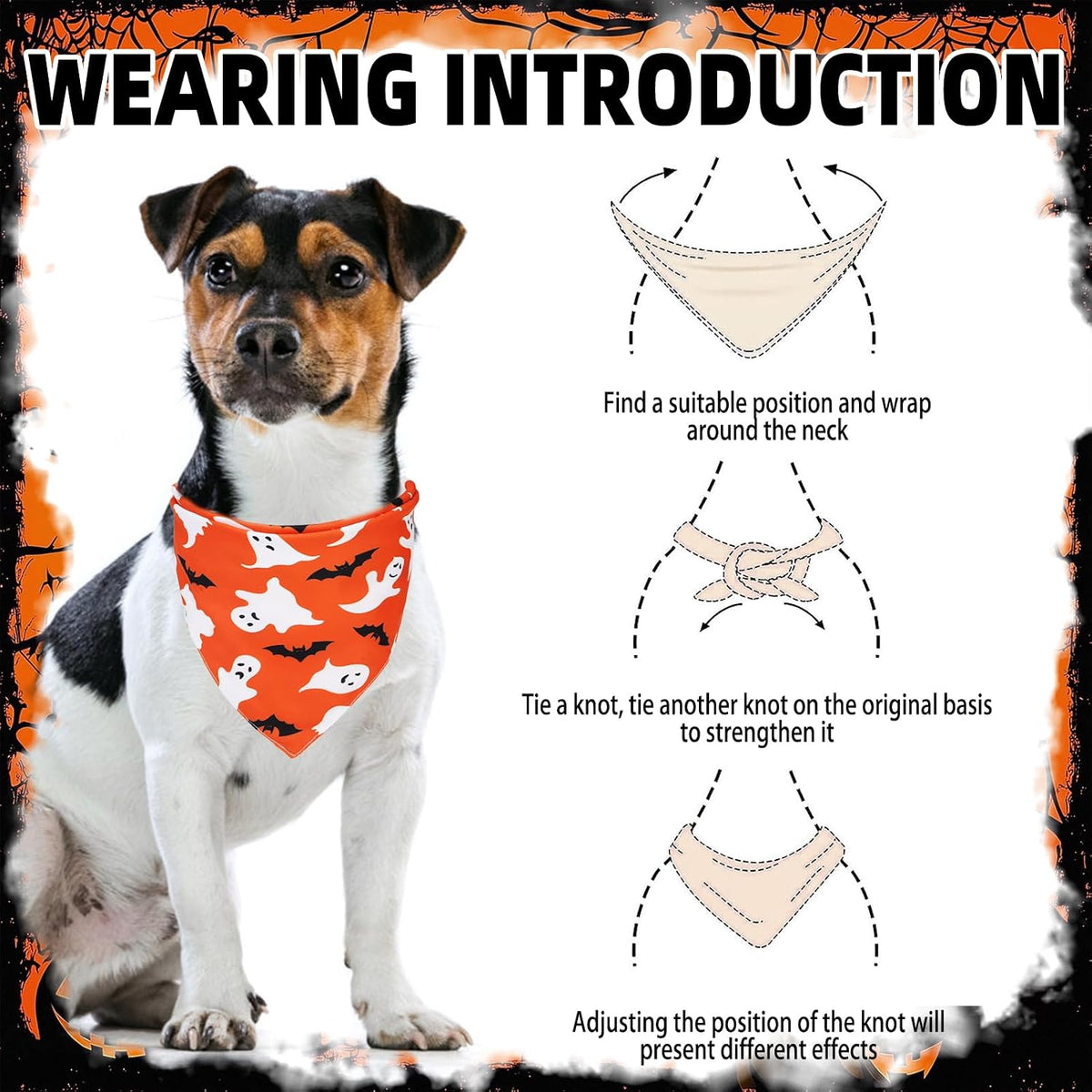 PUPTECK Dog Cooling Bandanas 4pcs Outfit - Purple/Black/Orange / X-Large (29"x20"x20") - image 3