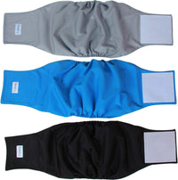 Teamoy Male Dog Belly Band, Reusable Wrap Dog Diapers - 2XL (Pack of 3) / Black+ Gray+ Lake Blue