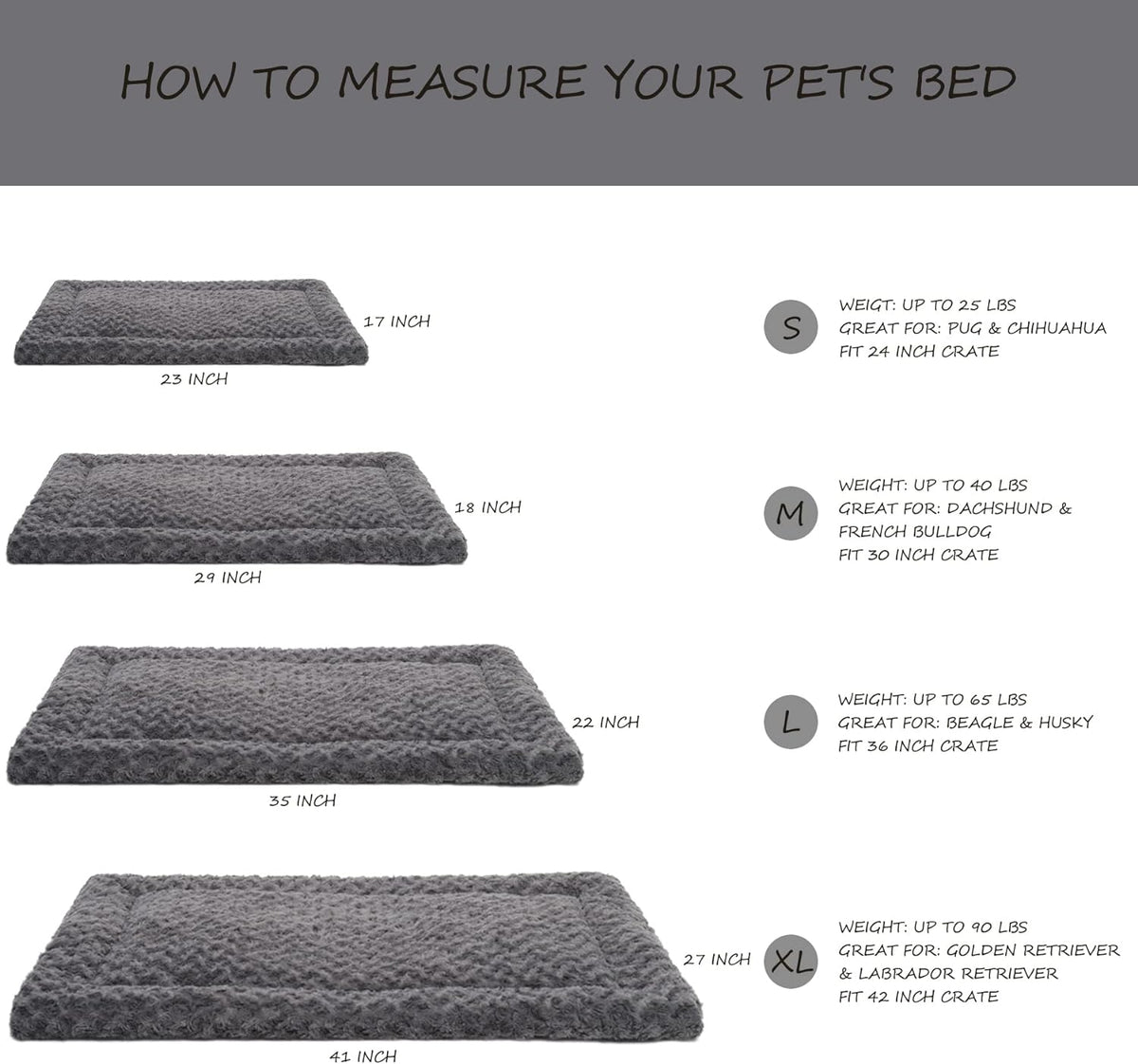 Exsnugy Washable Dog Bed Mat Medium Size Fluffy Pet Crate Pad 36x23 – Essentials for Dogs - Grey / 30.00" x 19.00" x 1.50" (Pack of 2) - image 3
