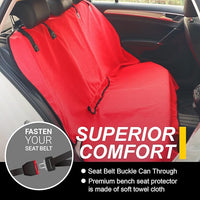 Back Seat Cover for Car Trucks Van SUV,Waterproof Rear Bench Towel Seat Covers for Dogs and Kids,Automotive Backseat Protector (Red)