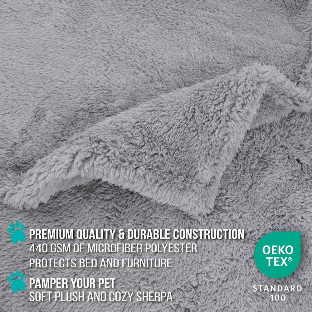 PetAmi Fluffy Sherpa Waterproof Dog Blanket for Small Pet Cat - Light Grey / Small (24x32) - image 4