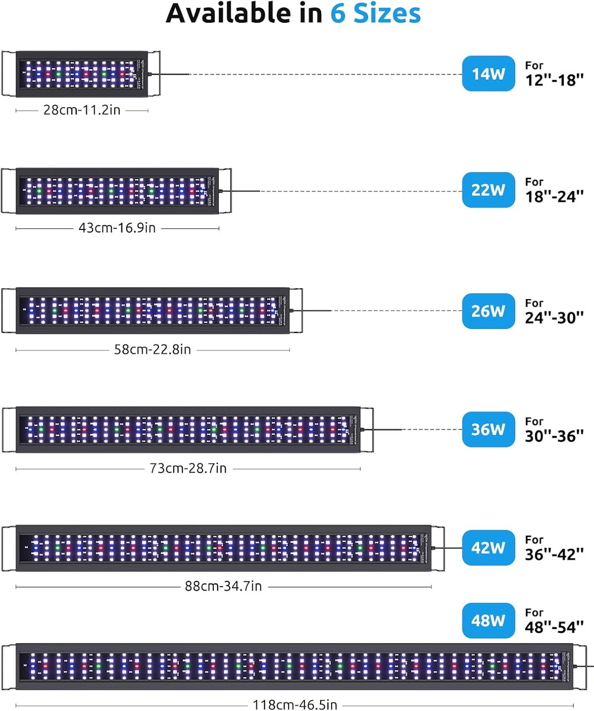 SEAOURA WRGB DIY Aquarium LED Light with Thermometer for 18-24in Fish - For 48'' - 54'' Tank - image 3