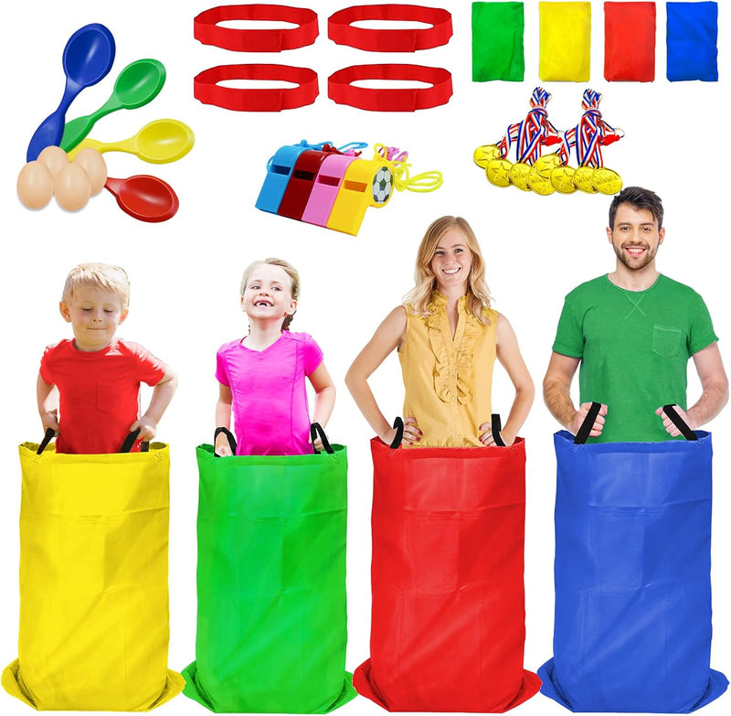 TITGIPE Potato Sack Race Bags, 3 Legged Race Bands - Yellow