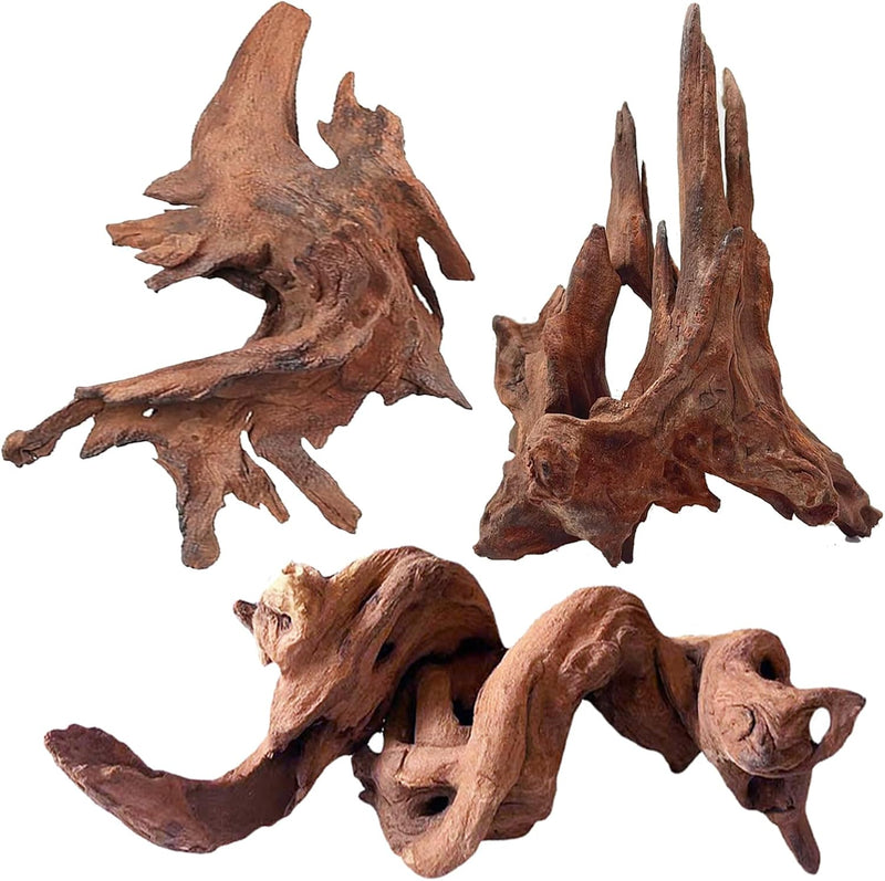 Natural Aquarium Driftwood for Fish Tank Reptile Terrariums Decor – Essentials for Fish - Mopani Driftwood 7 to 11 Inch (Pack of 3)