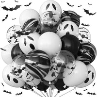 Froova black and white Halloween balloons with ghost and bat prints and bat stickers - view 6