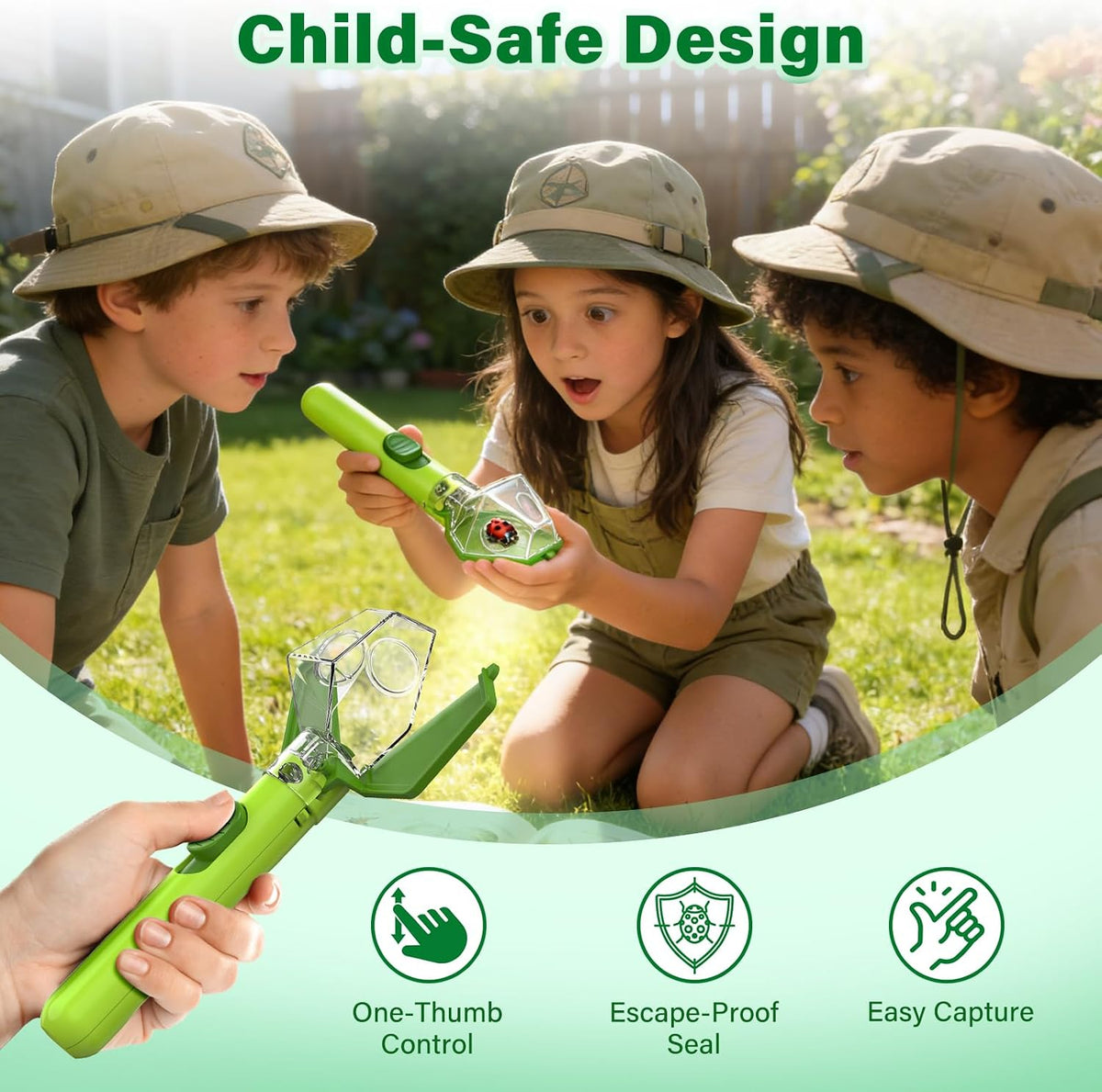 Bug Catcher for kids 6X Magnifier - Green / 2 - image 4