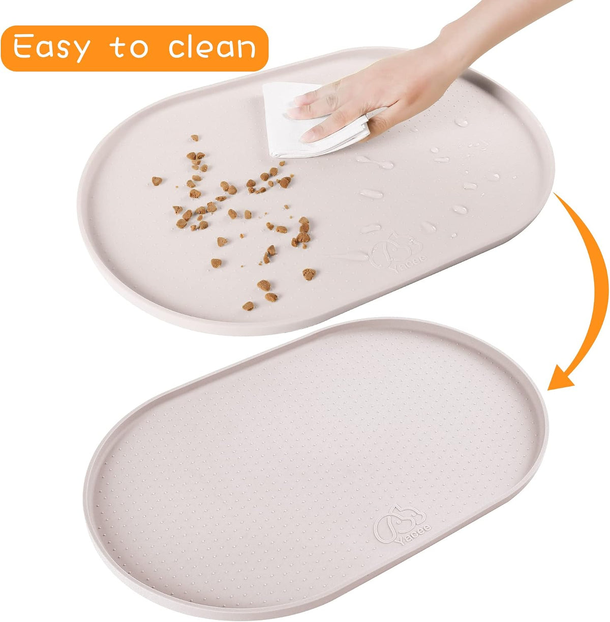 100% Waterproof 0.5" Raised Edge BPA Free Silicone Dog Food Mat - 32x24x1.0 Inch / White Sand - image 4